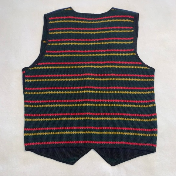 Vintage Structure Vest Mens Sz XL Striped 
Navy Blue, Green, Red, Gold - Picture 4 of 4